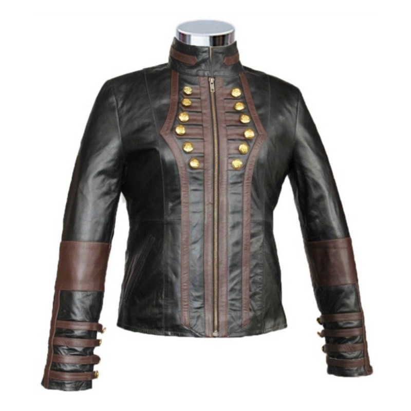 Women Ladies Genuine Leather with Red Lining Gun Club Jacket 